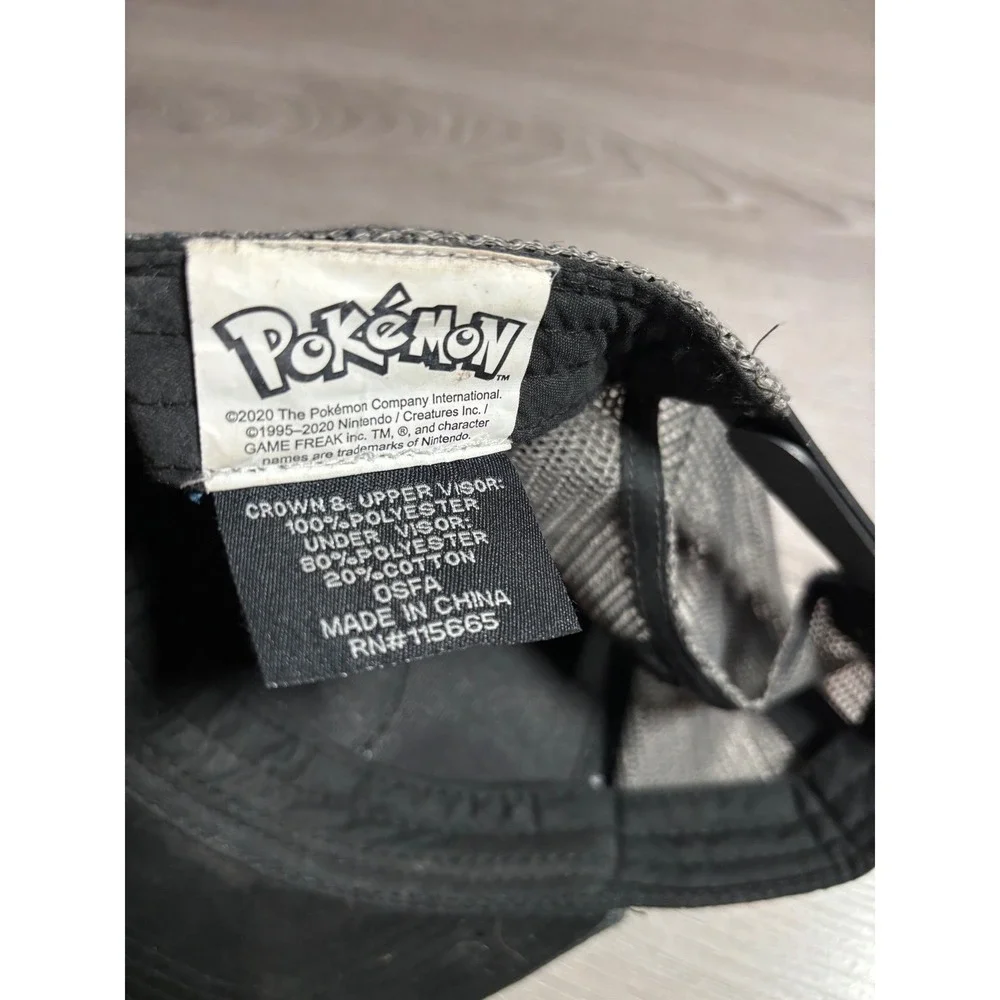 Pokemon Pikachu Trucker Hat Grey Poke Ball Pattern Snapback Mesh Cap OSFA